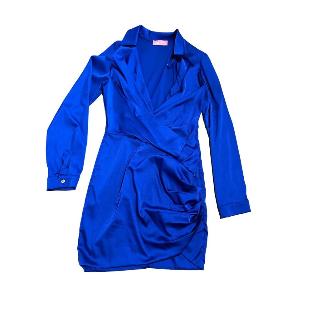 Lilly’s Kloset Royal Blue‎ Long Sleeve Wrap Dress Size Small